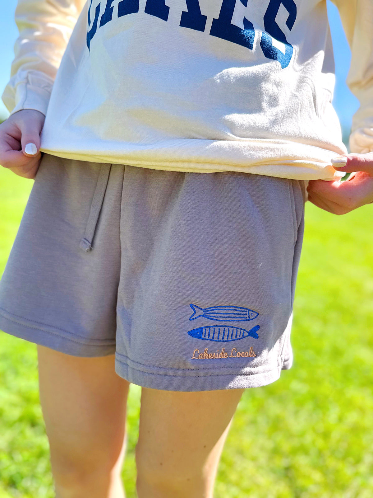 Stone Taupe French Terry Elastic Waistband Shorts